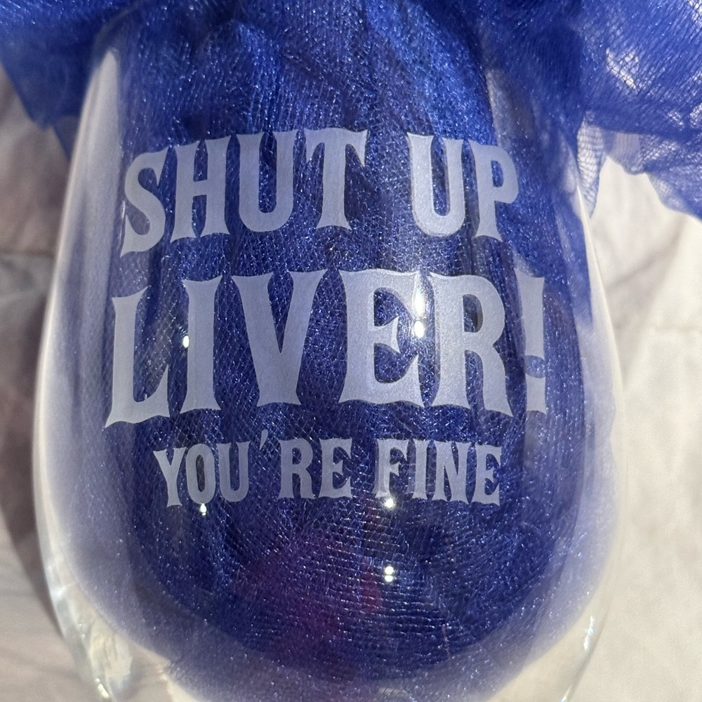 NWT Crystal Stemless Wine Glass.